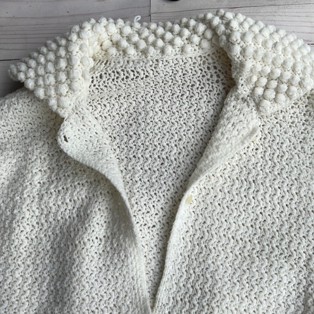 Handmade Cardigan Sweater Size S/M White Coastal‎ Grandma - Picture 2 of 6